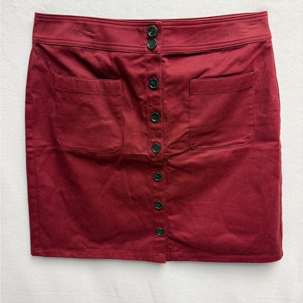 LOFT Outlet NWT Button-Front Wine Mini Skirt